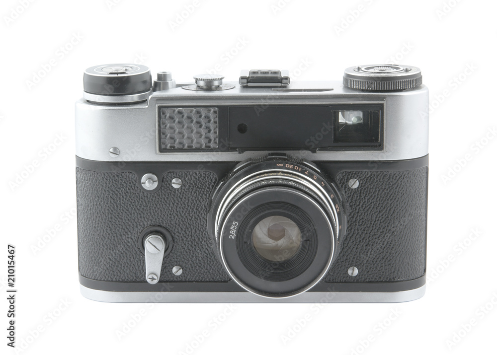Retro film photo-camera isolated on white