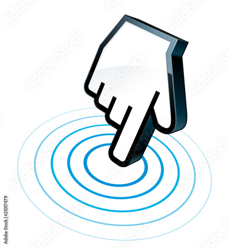 Touch screen concept with hand cursor