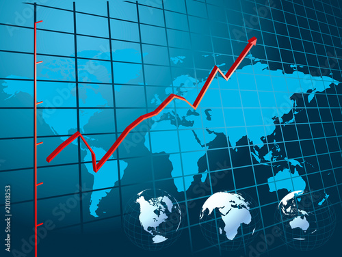 Business Graph with arrow showing profits and gains