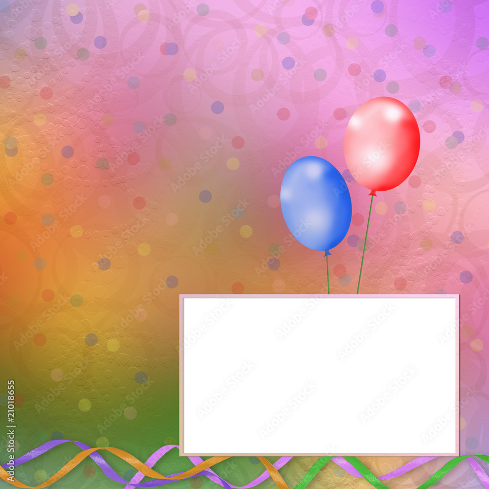 Naklejka bright multicolored background with balloons, streamers and con