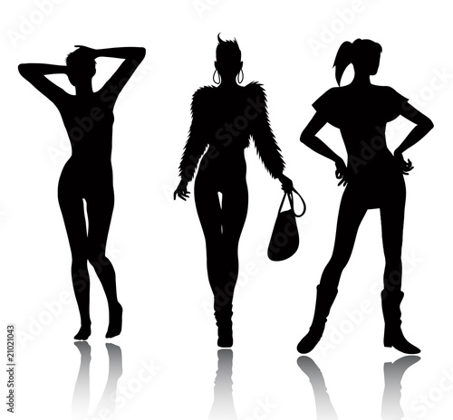 Fashion woman silhouette set