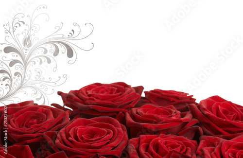 rote Rosen mit Ornament