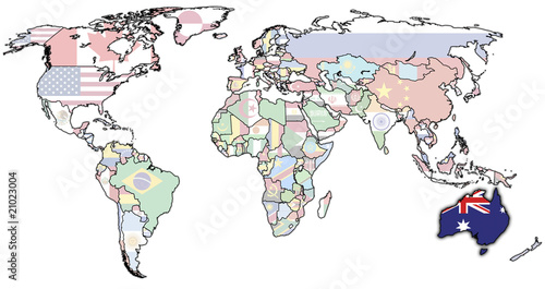 australia on map of world
