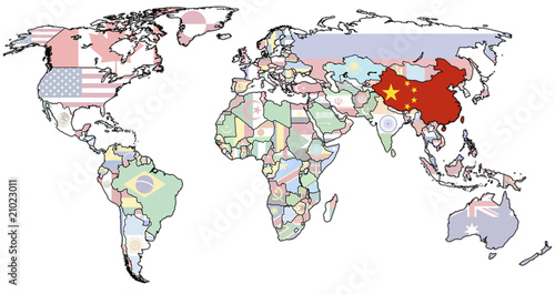 china on map of world