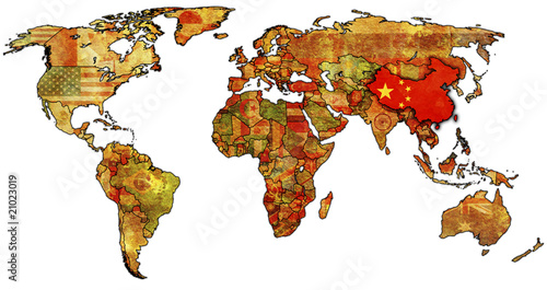 china on map of world