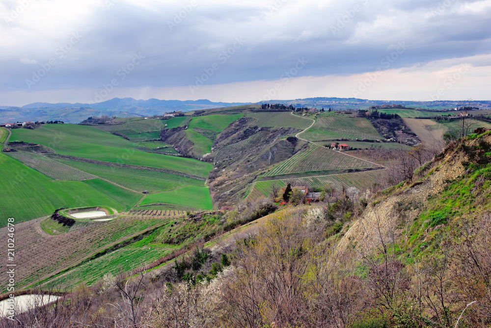 Naklejka premium Italy, Romagna hills near Imola