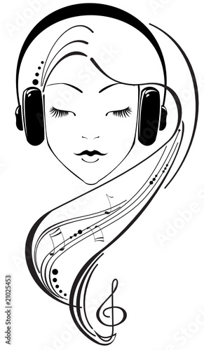 Beautiful girl listening to headphones