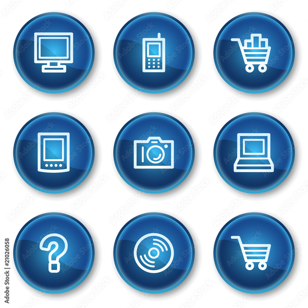 Electronics web icons set 1, blue circle buttons Electronics web icons set 1, blue circle buttons