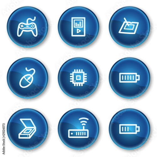 Electronics web icons set 2, blue circle buttons