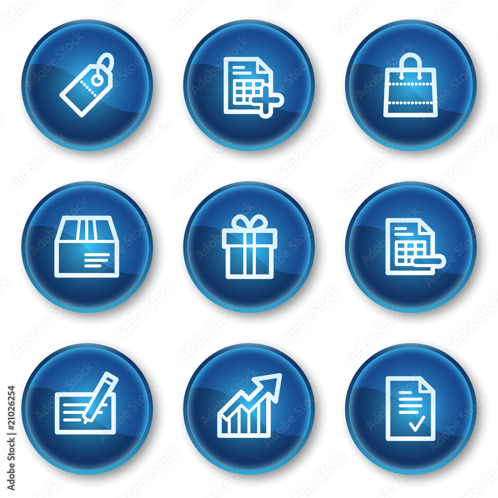 Shopping web icons set 1, blue circle buttons Shopping web icons set 1, blue circle buttons