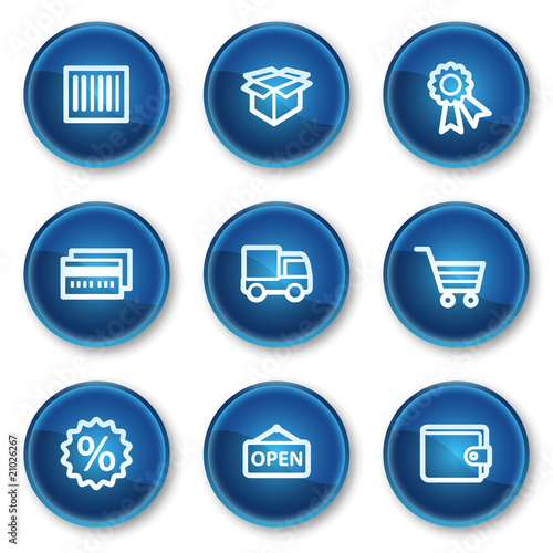 Shopping web icons set 2, blue circle buttons