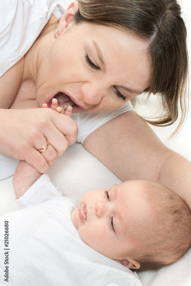 happy family - mother and baby happy family - mother and baby