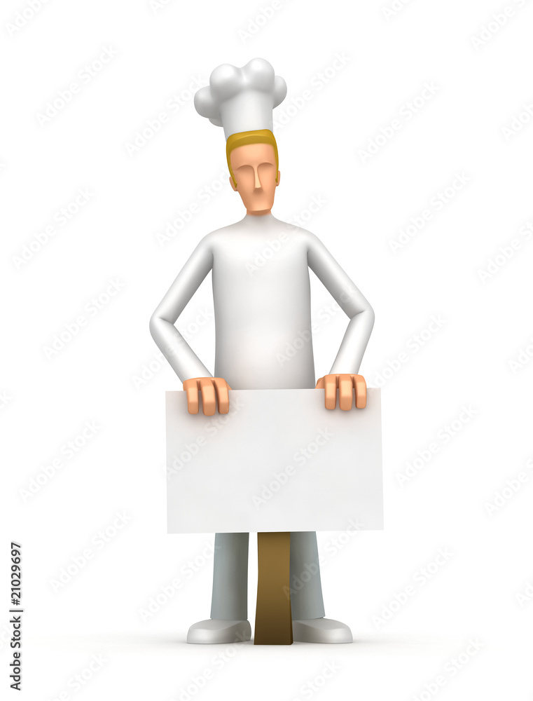 Chef is behind blank board