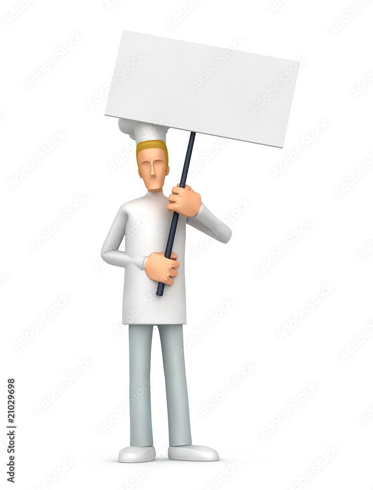 Chef standing with placards on the picket Chef standing with placards on the picket