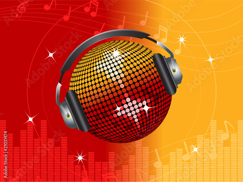 red and orange disco ball DJ
