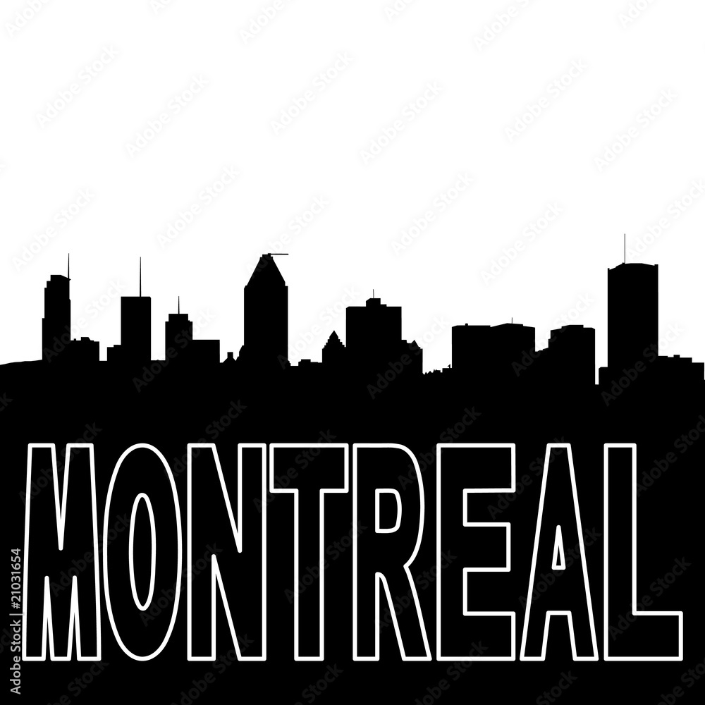 Montreal skyline black silhouette on white illustration