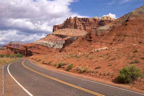 Scenic drive past 'The Castle', landmark in Capitol Reef NP