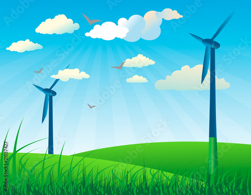 Windmills alternative energy background vector