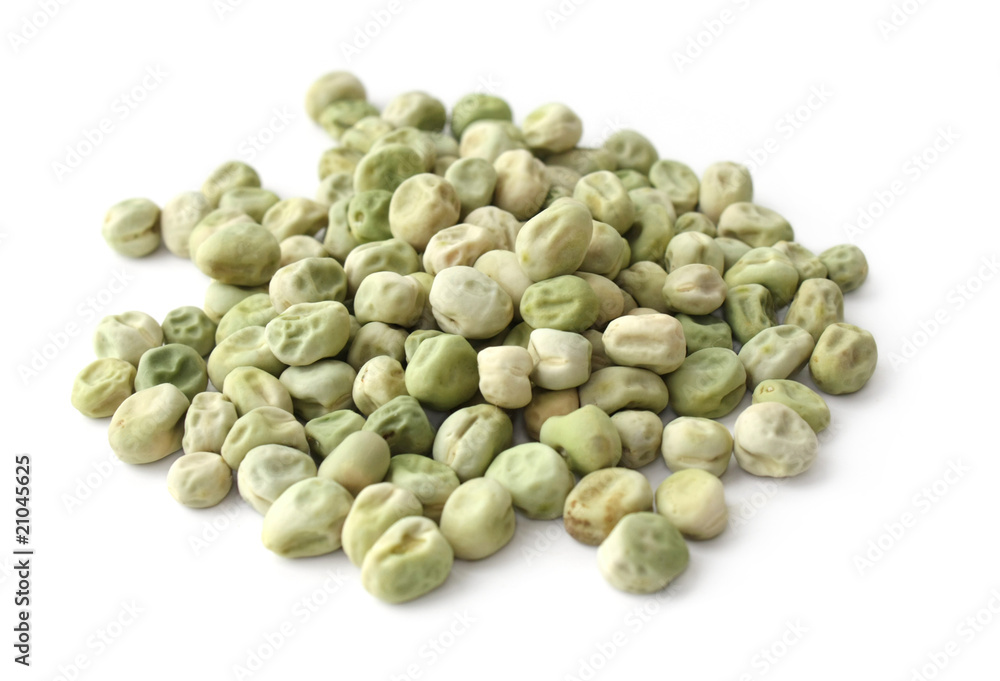 Dry green peas on a white background Dry green peas on a white background
