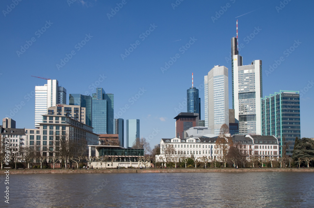 Naklejka premium Cityscape of Financial district, Frankfurt