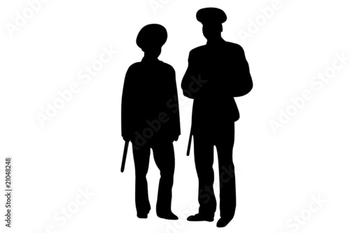 Vector illustration of policemen contours