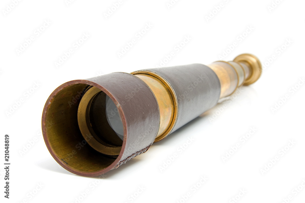 spyglass pirate Scope Monocular over white background spyglass pirate Scope Monocular over white background