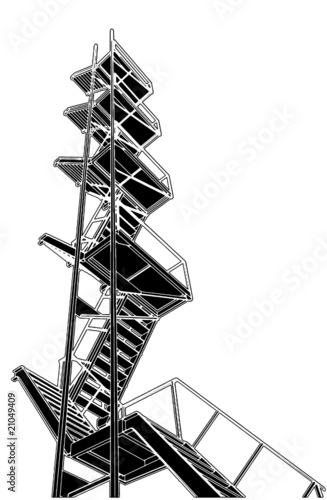 A Fire Escape Stairs Vector 01