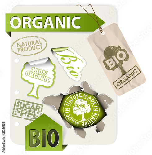 Set of bio, eco, organic elements