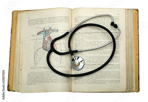 Obraz na płótnie Atlas of anatomy and phonendoscope