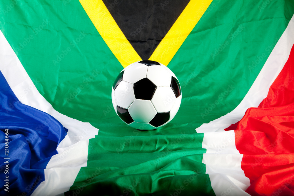 Fototapeta premium football on a southafrican flag