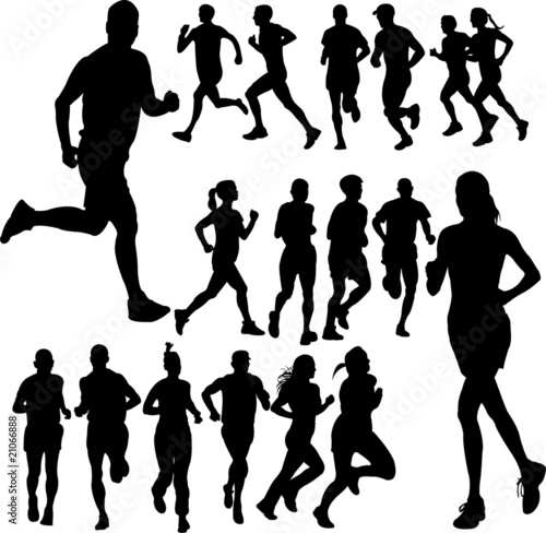 running people set vector