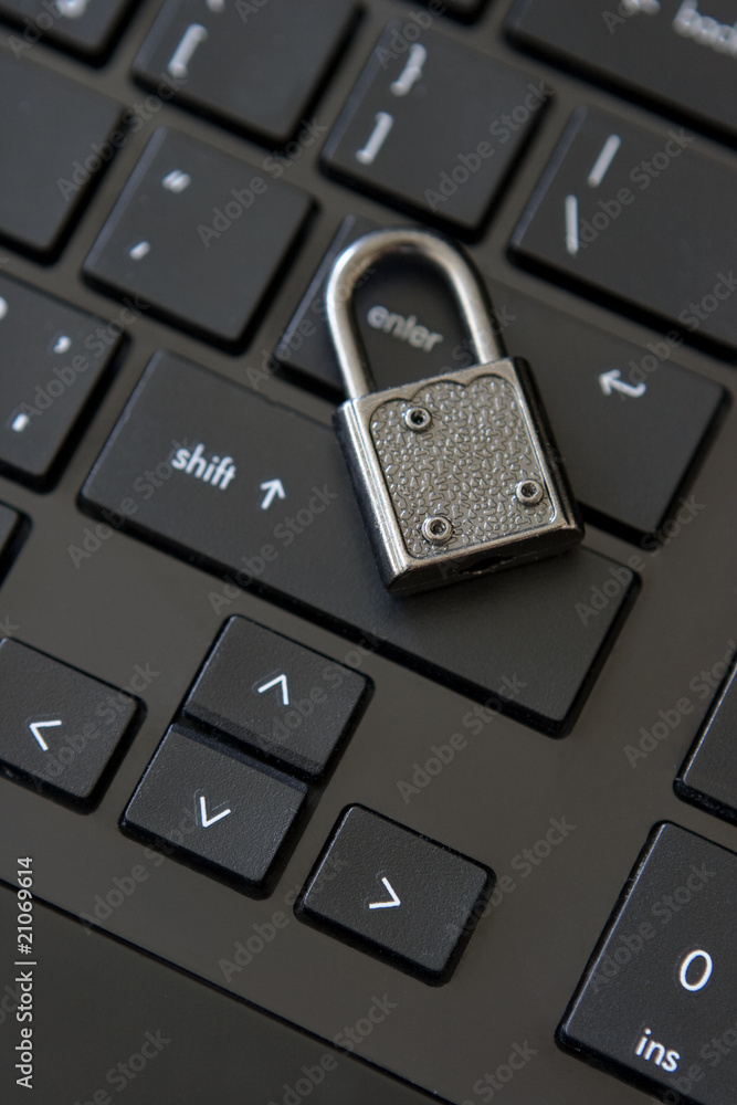 The iron lock on the laptop keyboard The iron lock on the laptop keyboard
