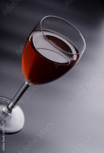 Elegant glass with red wine