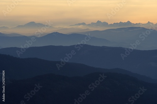 Amanecer en los montes de Navarra, Pirineos photo
