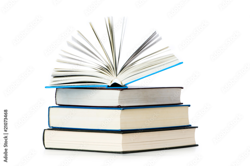 Fototapeta premium Stack of books isolated on the white