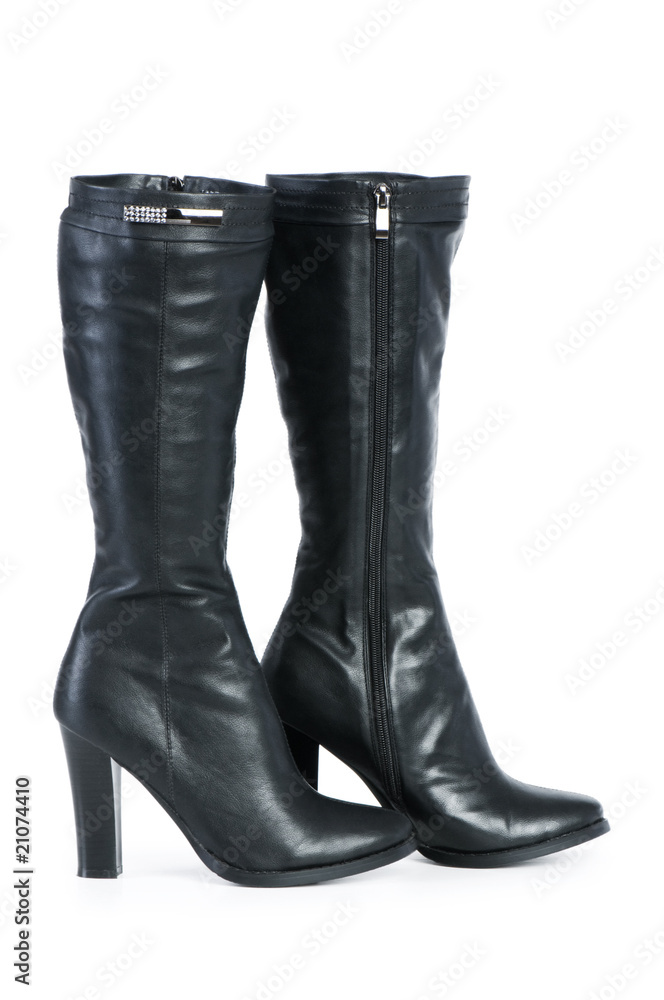 Black boots isolated on the white background Black boots isolated on the white background