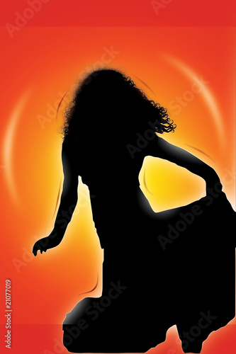 Girl spinning silhouette