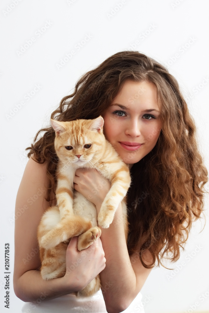 Girl holds a British cat