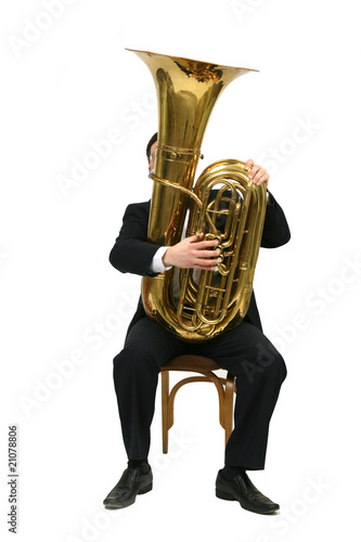 Quadro su tela man playing tuba