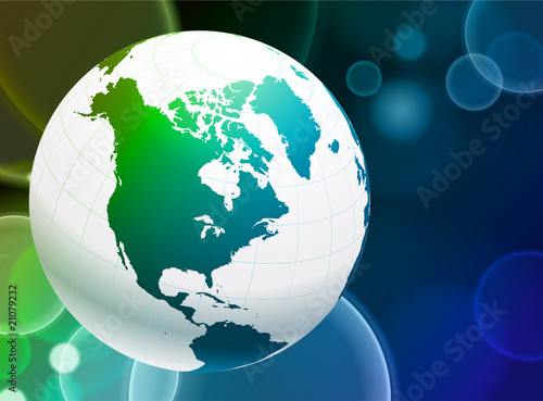 Globe on Abstract Color Background