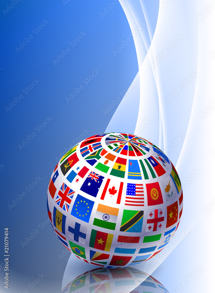 Obraz premium Flag Globe on Abstract Color Background