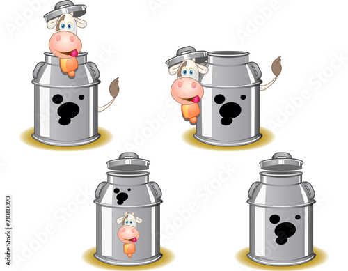 funny cow with milk can