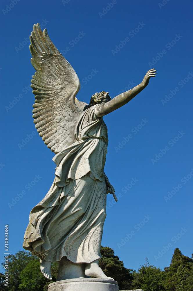 angel statue protecting irish garden