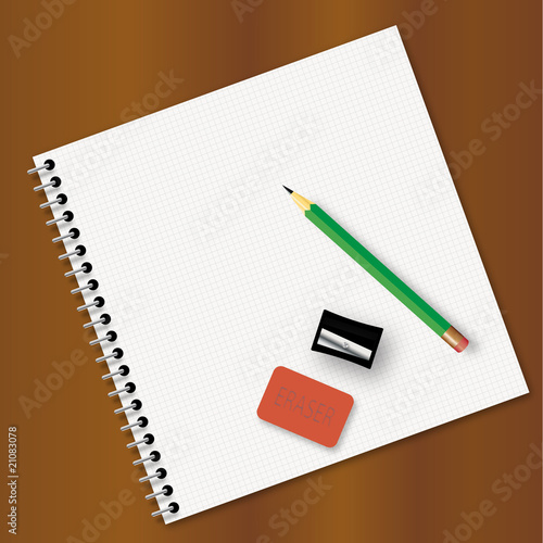 Open copybook on a table