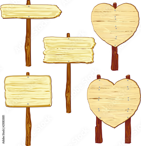 Collezione di cartelli in legno su palo