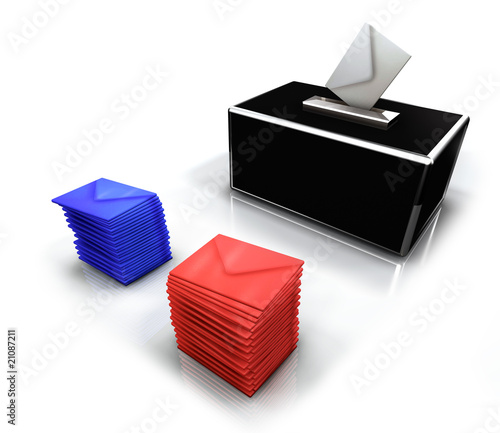 Elections 3D et bulletin de vote rouge bleu photo