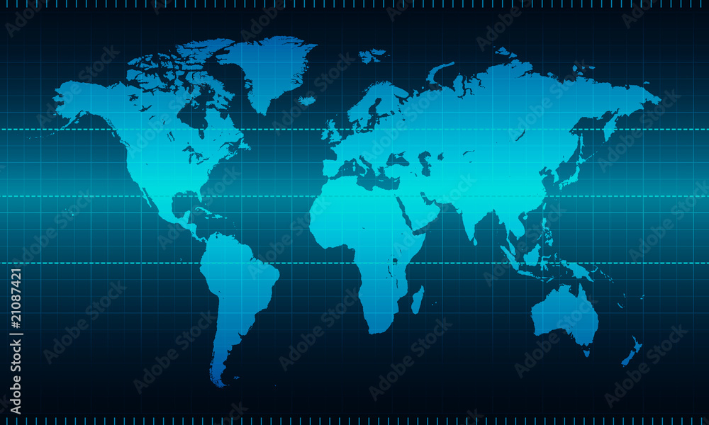 World map with grid background World map with grid background