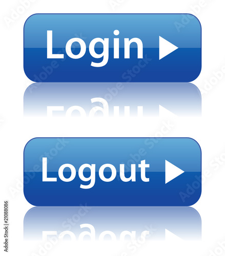 "Login" and "Logout" web buttons (vector secure access)