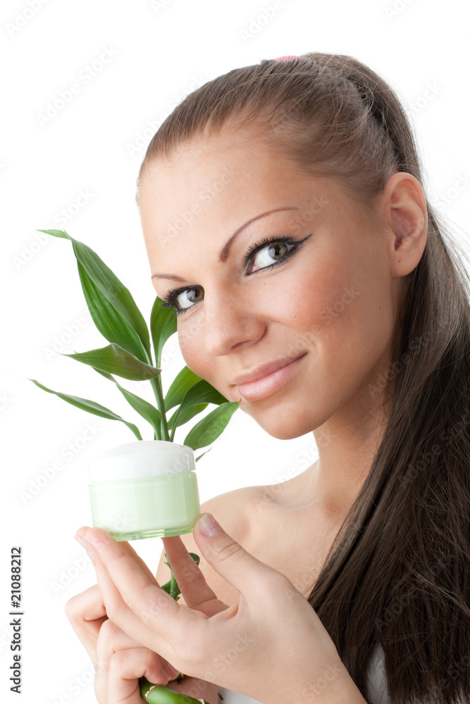 Girl with bamboo branch Girl with bamboo branch