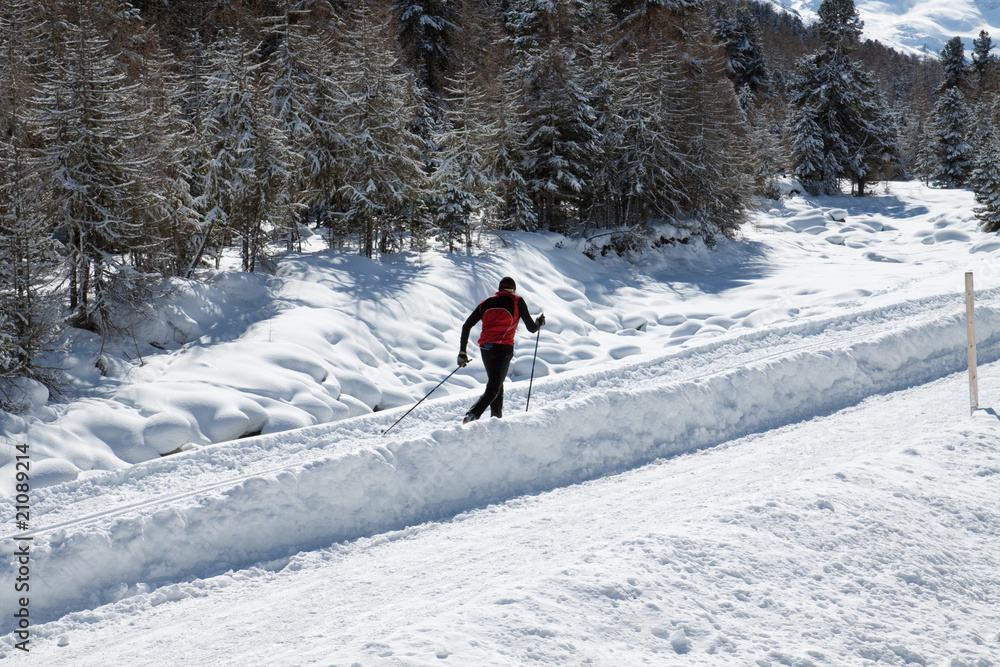 People skiing cross-country on the snow